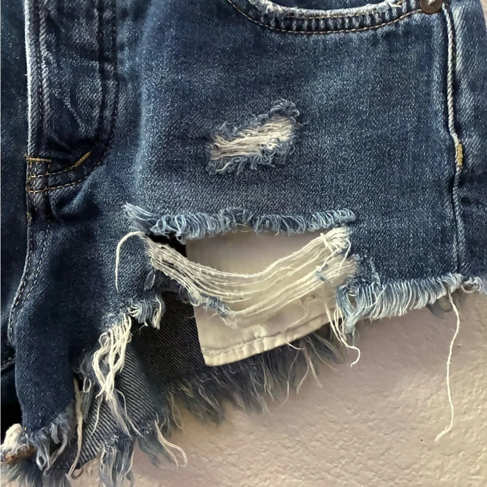 We The Free Women’s Distressed Button fly Raw Hem  Exposed Pockets Denim Shorts